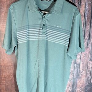Travis Mathew Teal Polo Shirt with Stripes